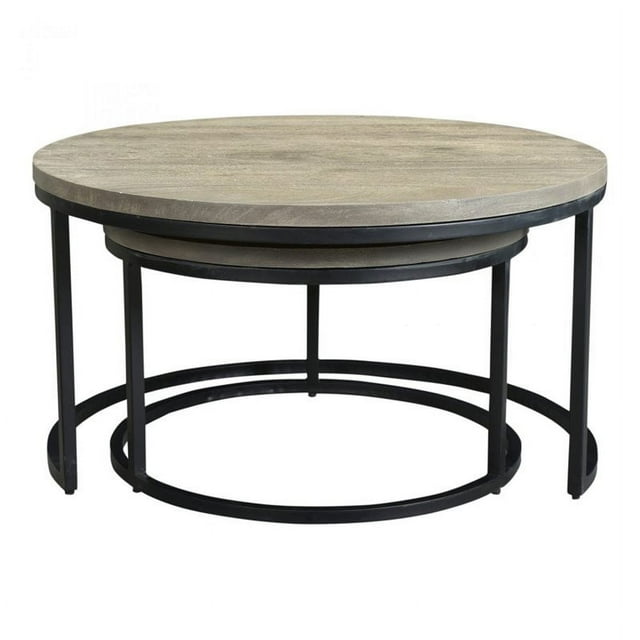 Moe's Drey Ensemble de Tables Basses Gigognes Rondes 2 Pcs en Gris