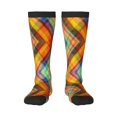 thumbnail image 2 of Lsque Abstract Watercolors Tartan Printed Crew Socks Men's Women's LightWeight Thin Casual Calf Socks ,Knee High Socks,Cotton Socks, 2 of 9