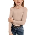 thumbnail image 4 of Girls' Long Sleeve Shirts Crewneck Ribbed Shirts Casual Base Layer Undershirts Girls Size 11-12 Years Outfits, 4 of 4