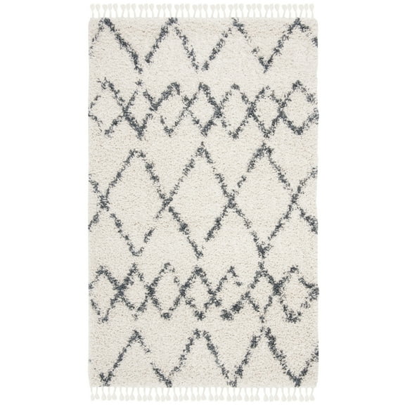 SAFAVIEH Pro Lux Marcus Geometric Shag Area Rug, Cream/Blue, 8' x 10'