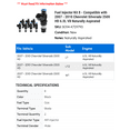 thumbnail image 2 of Fuel Injector Kit 8 - Compatible with 2007 - 2010 Chevy Silverado 2500 HD 6.0L V8 Naturally Aspirated 2008 2009, 2 of 2