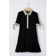 thumbnail image 5 of Women's Black Stripe Detail Polo Dress – Casual Short Sleeve Mini Dress for Summer Outings, XL, 5 of 12