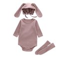 thumbnail image 2 of Angala Baby Long Sleeve Ruffles Romper Bodysuit+ Rabbit Ears Hat+Socks Outfits Breathable Cute Stylish Children Bodysuits 3-9 Months, 2 of 2