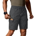 thumbnail image 2 of Nestiefly Cargo Shorts for Men Drawstring Elastic Waist Relaxed Fit Summer Breathable Outdoor Hiking Beach Work Shorts Multi-Pocket Dark Gray 2XL, 2 of 6