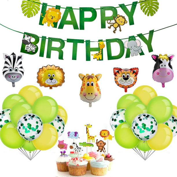 Jungle Party Animal Foil Balloons Zoo Animal Jungle Theme Birthday Party  Decoration Kids Birthday Balloons Cake Topper;Jungle Party Animal Theme Kid Birthday  Party Decor Cake Topper Foil Balloon 