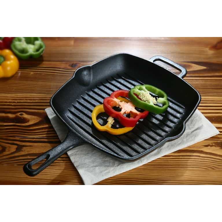 Mainstays Cast Iron Square Grill Pan 10 Pre-Seasoned Black