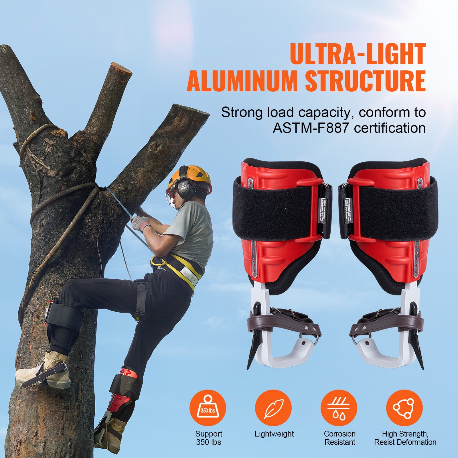 KFFKFF Aluminum Tree Climbing Spikes, Includes 1 Pair with