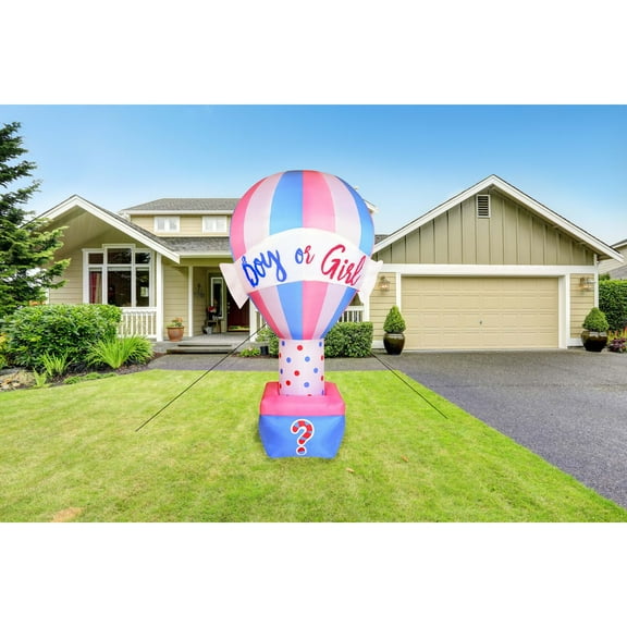 Fraser Hill Farm 10-Ft. Inflatable Boy or Girl Balloon Sign with Lights | Outdoor Blow-Up Festive Decor for Gender Reveal Parties with Blower, Stakes, Ropes, and Storage Bag