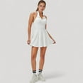 thumbnail image 6 of Women's Sleeveless Tennis Dress with Contrast Polo Collar and Flared Skirt Design - Small, White, 6 of 7