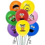 Angle View: 32PCS Sesame Street Balloons for Sesame Street Theme Birthday Party Supplies 12 inches Latex Balloons Includes 8 Styles Printed Ideal for Kids Birthday Party Decorations Baby Shower