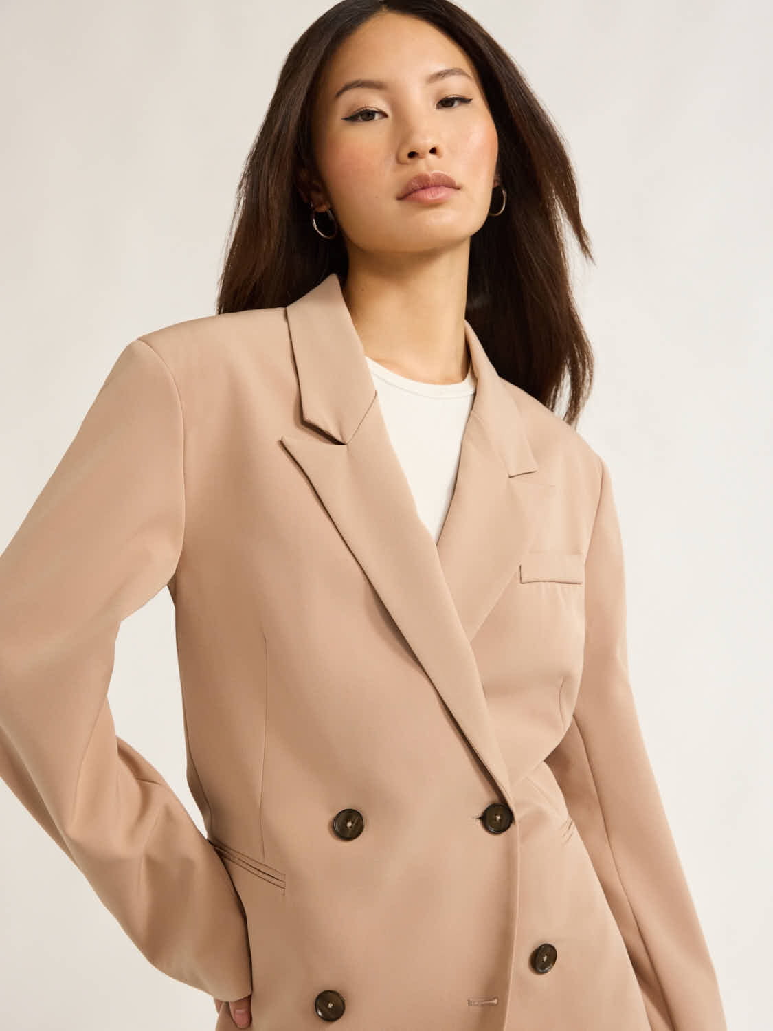 Scoop Women's and Women's Plus Crepe Slouchy Double Breasted Blazer, Sizes XS-4X