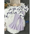 thumbnail image 4 of Wassery Little Girl Fall Outfits Set Clothes 3T 4T 5T 6T 7T Kids Girl Long Sleeve Butterfly Print Crop Tops Sleeveless Cami Tops Elastic Waist Flare PCasual Autumn Clothing for Children Girl, 4 of 9