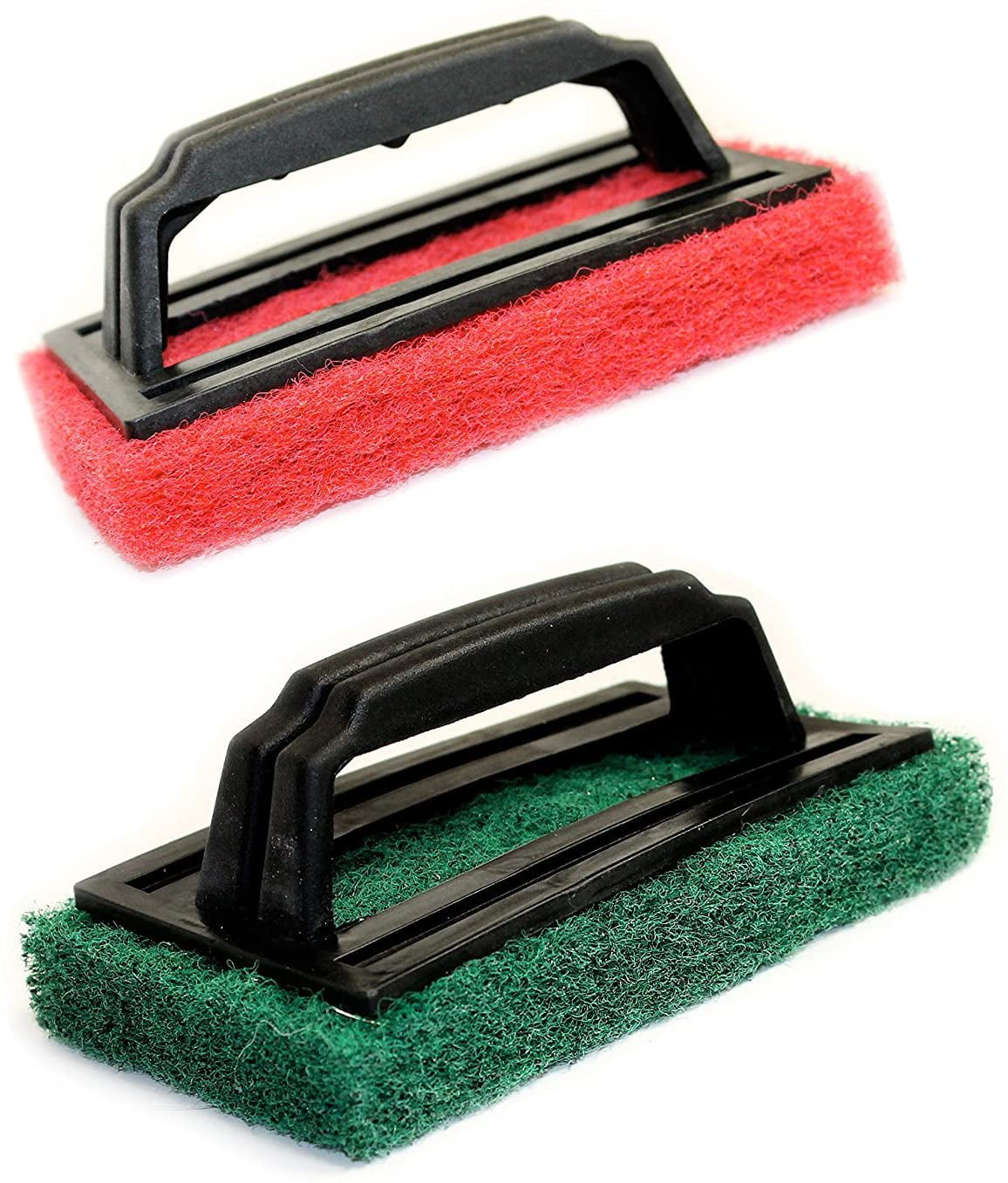 Set of 2 BBQ Grill Scrubbers 1 Thick Scouring Pad with Handle Assorted Colors 