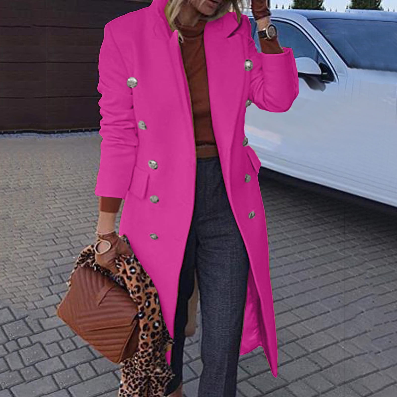 Fuchsia pink wool coat Outlet