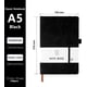 thumbnail image 2 of Cuaderno A5, paquete de 2 cuadernos A5 de 200 páginas, 100 g/m², cuaderno de tapa dura con marcapáginas, presilla para bolígrafo y cierre elástico (negro y verde), 2 of 4