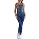 thumbnail image 2 of INSPIRE CHIC Chaleco sin mangas de mezclilla con cuello en V y botones para mujer, talla M, azul, 2 of 6