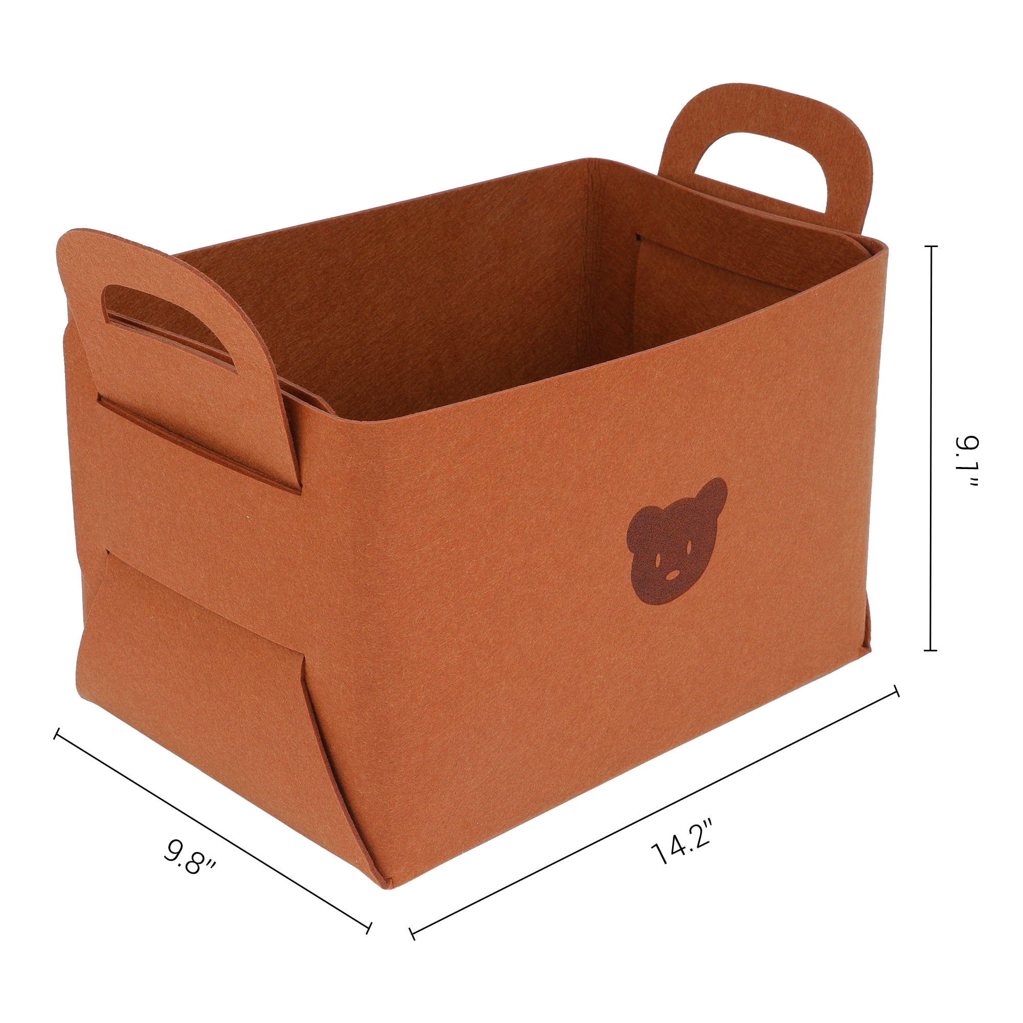 Unique Bargains Set of 3 Collapsible Storage Bins Brown 14.2*9.8*9.1in