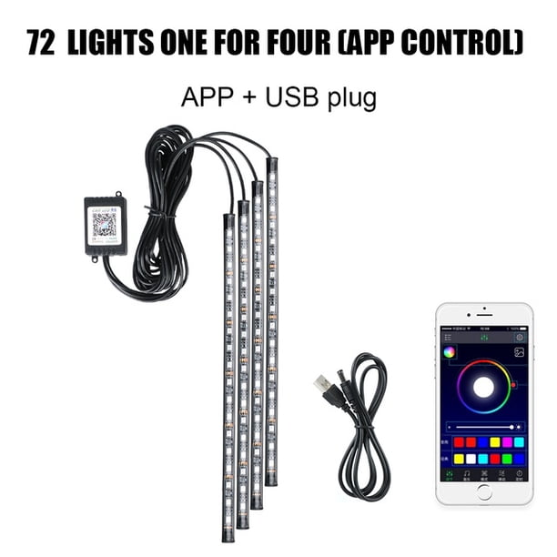 Nupearl APP Coche Interior Luz Ambiental Neón LED Para Pie Con USB Remoto Inalámbrico Atmósfera Música Auto Lámpara Decorativa huangjie unisex