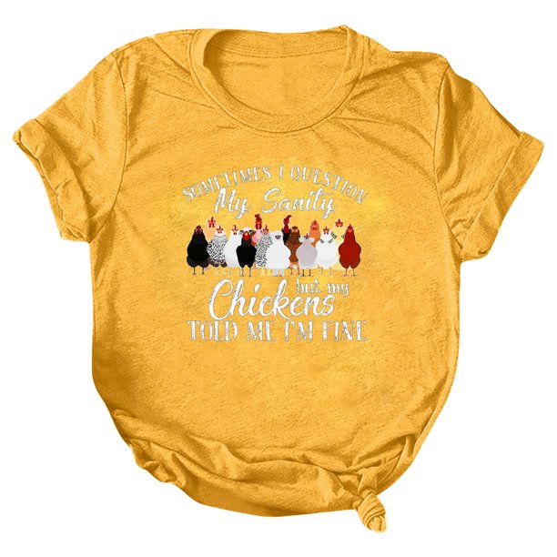 Gibobby Camiseta de manga corta para mujer Mujeres Casual Impresión Mangas Cuello Redondo Camiseta Suelta Blusa Tops(Amarillo,CH)