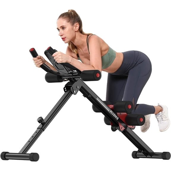 FLYBIRD Ab Workout Equipment, Adjustable Ab Machine Full Body Workout for Home Gym, Strength Training Exercise Equipment for Body Shaping Foldable Waist Trainer Suitable for Beginner Red