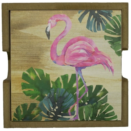- Set of Four Flamingo Coasters and Holder