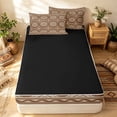 thumbnail image 4 of Erosebridal Gothic Aztec Zipper Queen Comforter Set with Fitted Sheet and 2 Pillowcases, Southwestern Rhombus Zipper Bedding Set, Cocoa Ivory, Black Reversible, 4 of 7