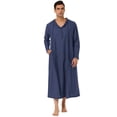 thumbnail image 1 of Camisón de hombre Camisón de dormir largo Camisón con capucha Pijama de camisón Azul marino XL, 1 of 5