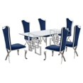 thumbnail image 1 of Rectangular Clear Glass 7pc Dining Set with Silver Stainless Steel Base, 1 of 4