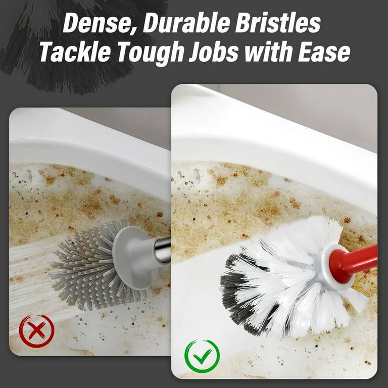 Toilet Bowl Brush and Holder Set, Bathroom Toilet Cleaner Brush with Soap  Dispenser,Refillable Toilet Brush Holder with Liquid Dispenser (Grey)