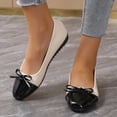 thumbnail image 6 of SuTry Women's Round Toe Flats PU Leather Bow Detail Slip On Comfortable Lightweight Color Block Casual Walking Office Shoes(41), 6 of 9
