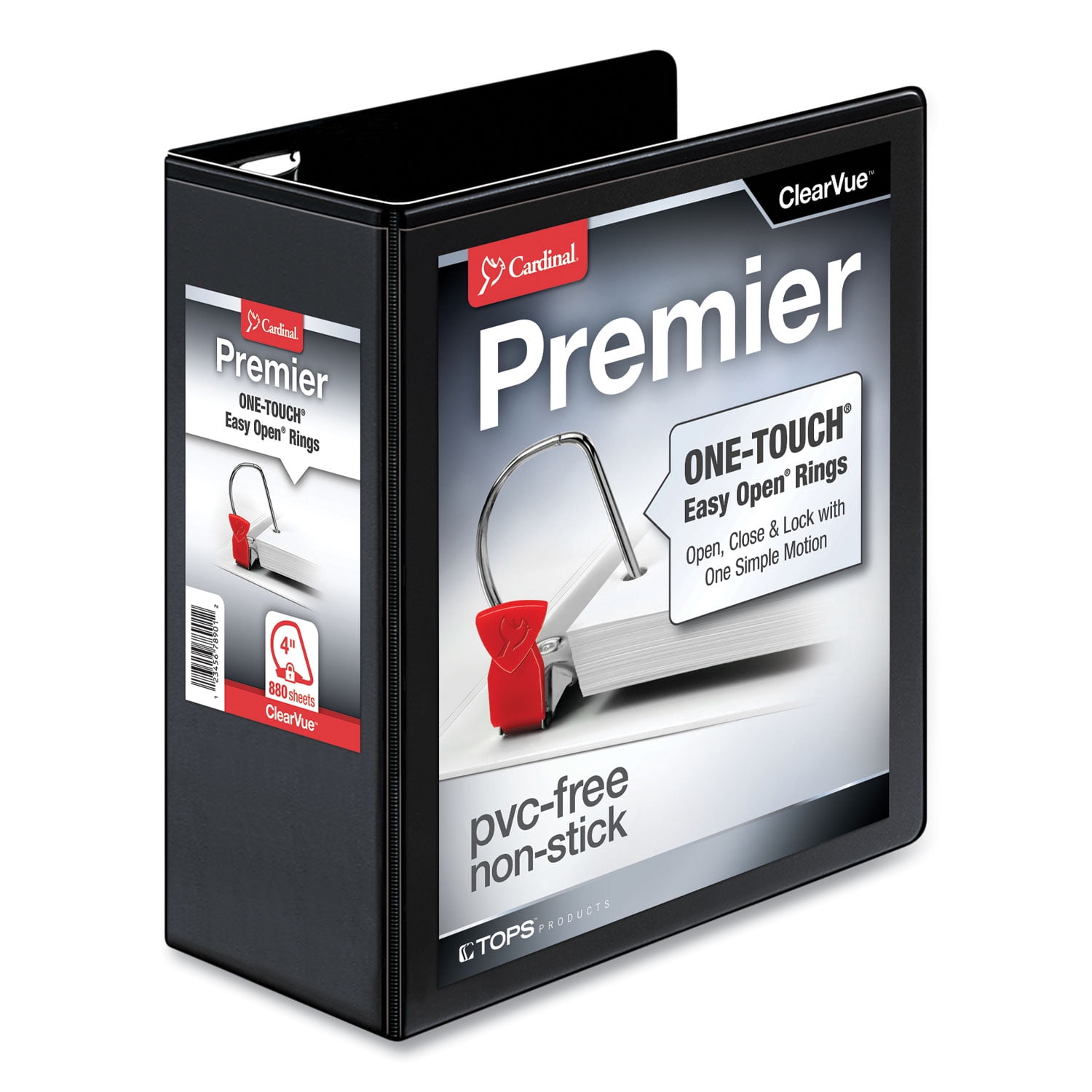 Cardinal Easy-Open ClearVue Locking Slant-D Binder, 4' Cap, 11 x 8 1/2, Black