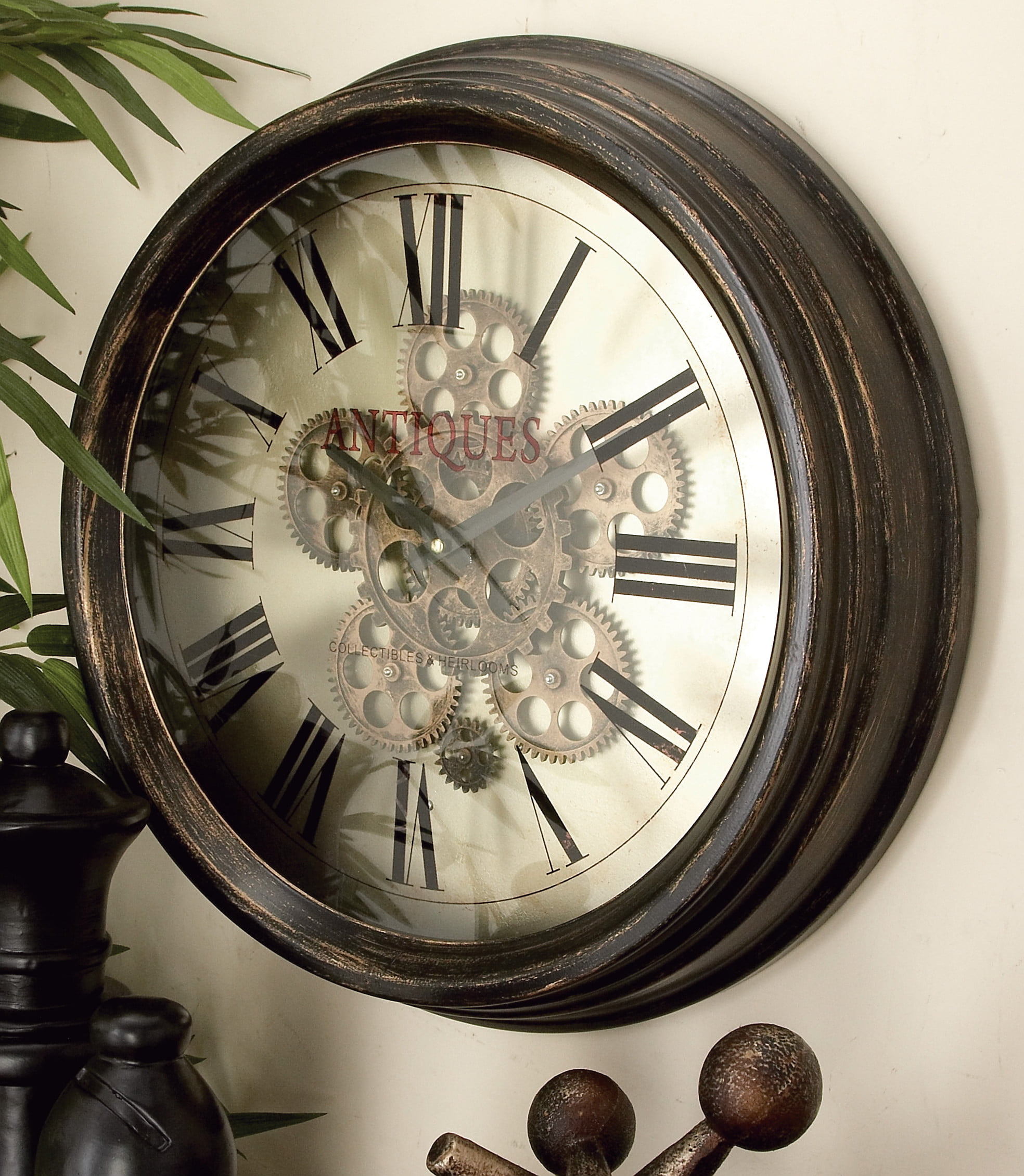 Vintage Antique Style Collectables Heirlooms Distressed Finish Round Wall Clock 