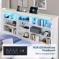 thumbnail image 6 of amerlife Twin Daybed with Bookcase Headboard, USB-C Charging, RGB Lights & 3 Drawers, No Box Spring Needed, Platform Bed Frame for Teens, Dorms, Guest Room,Distressed White, 6 of 9