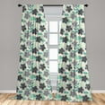 thumbnail image 5 of Ambesonne Floral Curtains, Abstract Nostalgic Retro, Pair of 28"x84", Charcoal Grey Mint Green, 5 of 5