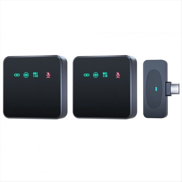 Micrófono de Solapa Inalámbrico Tipo C, o Dos, con Reducción de Ruido, Portátil para Audio, Video y Exteriores. Tarjeta de Sonido en .