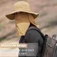 thumbnail image 6 of TAGVO Wide Brim Sun Hat with Detachable Neck Face Flap, Outdoor UPF 50+ Protection Fishing Hats, Camping Hiking Walking Travel Sun Bucket Hats Foldable Sun Caps - Adjustable Chin Strap, Khaki, 6 of 7
