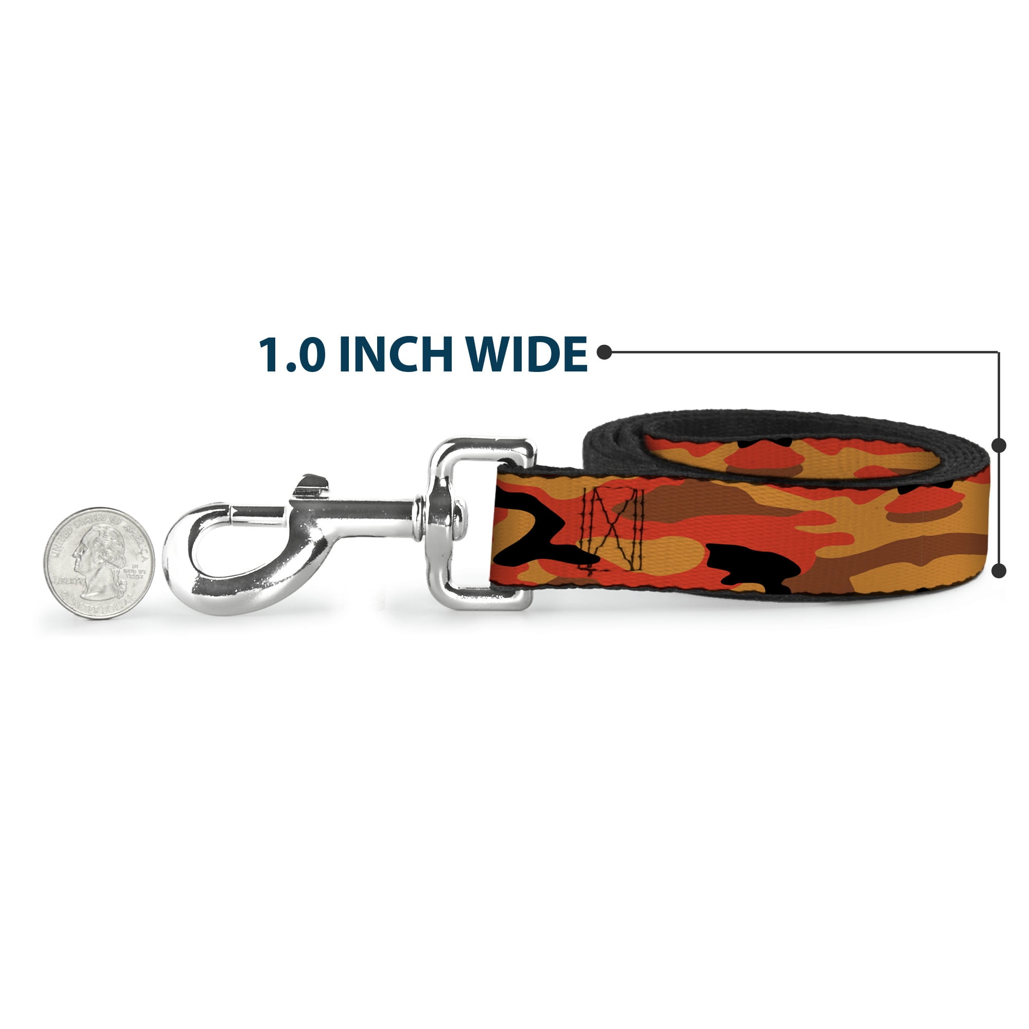 Buckle-Down Pet Leash, Dog Leash, Camo Oranges Black, 6 Feet Long 1.0 Inch Wide