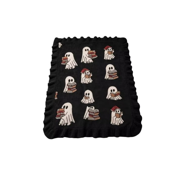 YAMB Ghost Reading Knit Soft Breathable Decorative Throw Blanket, 51 x 61 Inch