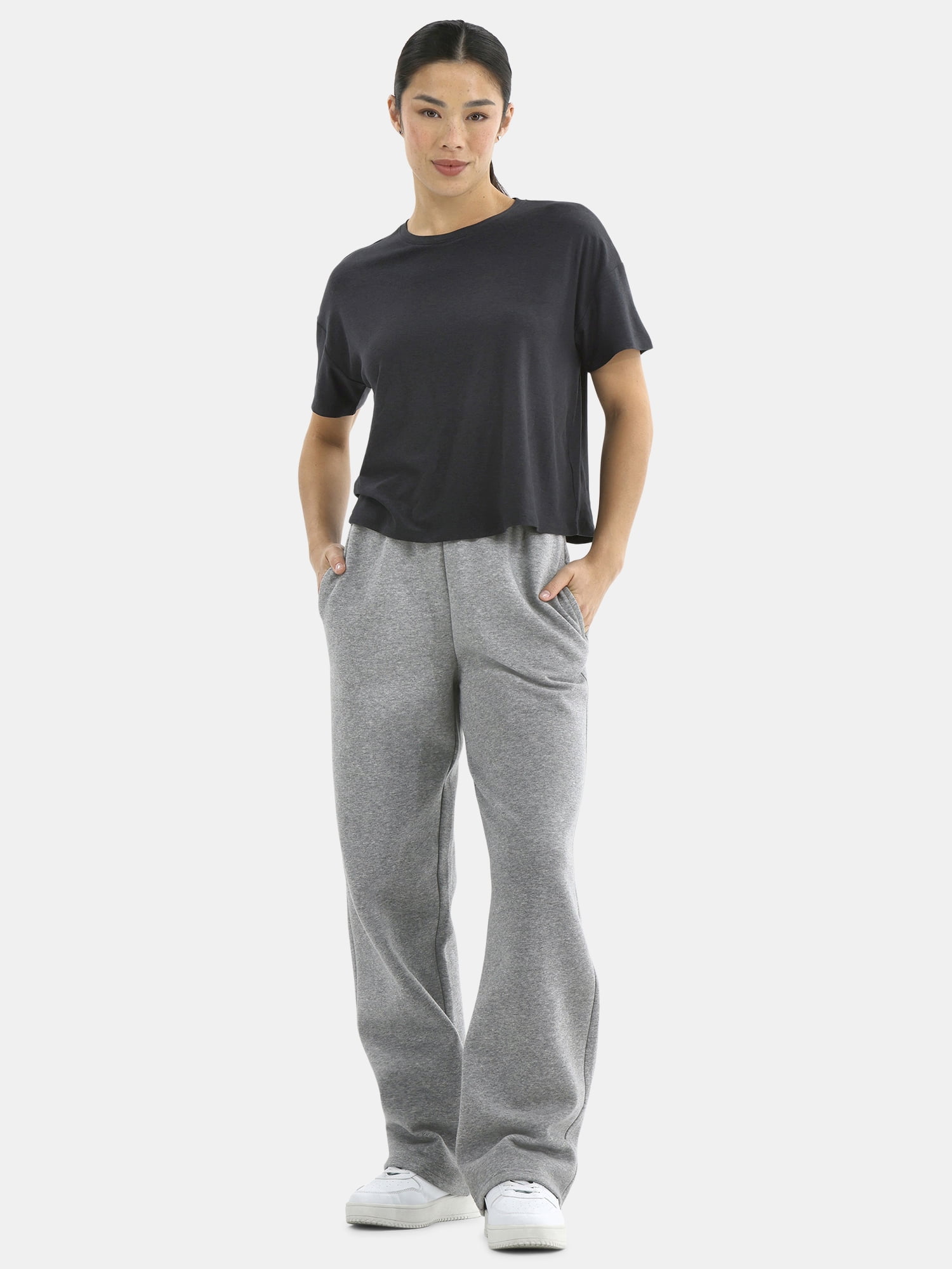 Athletic Works Women's Fleece Pants with Pockets, 30" Inseam, Sizes XS-XXXL