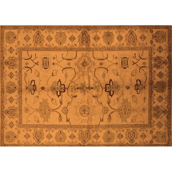 Ahgly Company Indoor Rectangle Oriental Orange Traditional Area Rugs, 7' x 10'