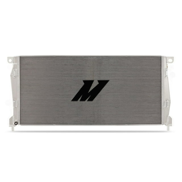 Mishimoto Radiator MMRAD-BR-21 Performance; 39.65 Inch Length x 17.53 Inch Height Overall Dimension; Single Core Row; Crossflow; Aluminum; 1.51 Inch Inlet X 1.51 Inch Outlet; With Transmission Cooler
