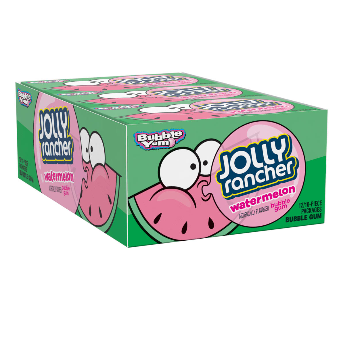 BUBBLE YUM JOLLY RANCHER Watermelon Flavored Gum, 10 Piece (Pack of 12)