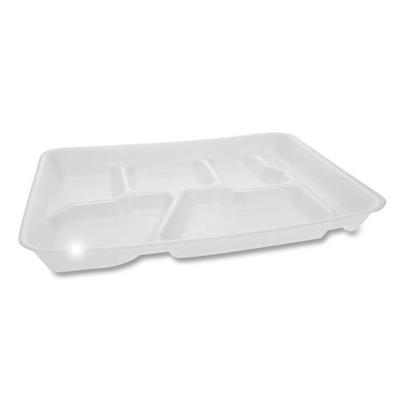 Pactiv Evergreen Foam School Trays, 6-Compartment Tray, 8.5 x 11.5 x 1.25, White, 500/Carton