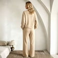 thumbnail image 5 of Domzest 2 Piece Sweatsuits Sets for Women Long Sleeve Crew Neck Sweatshirt and Wide Leg Sweatpants with Pockets Casual Tracksuit for Spring & Fall Khaki S, 5 of 5