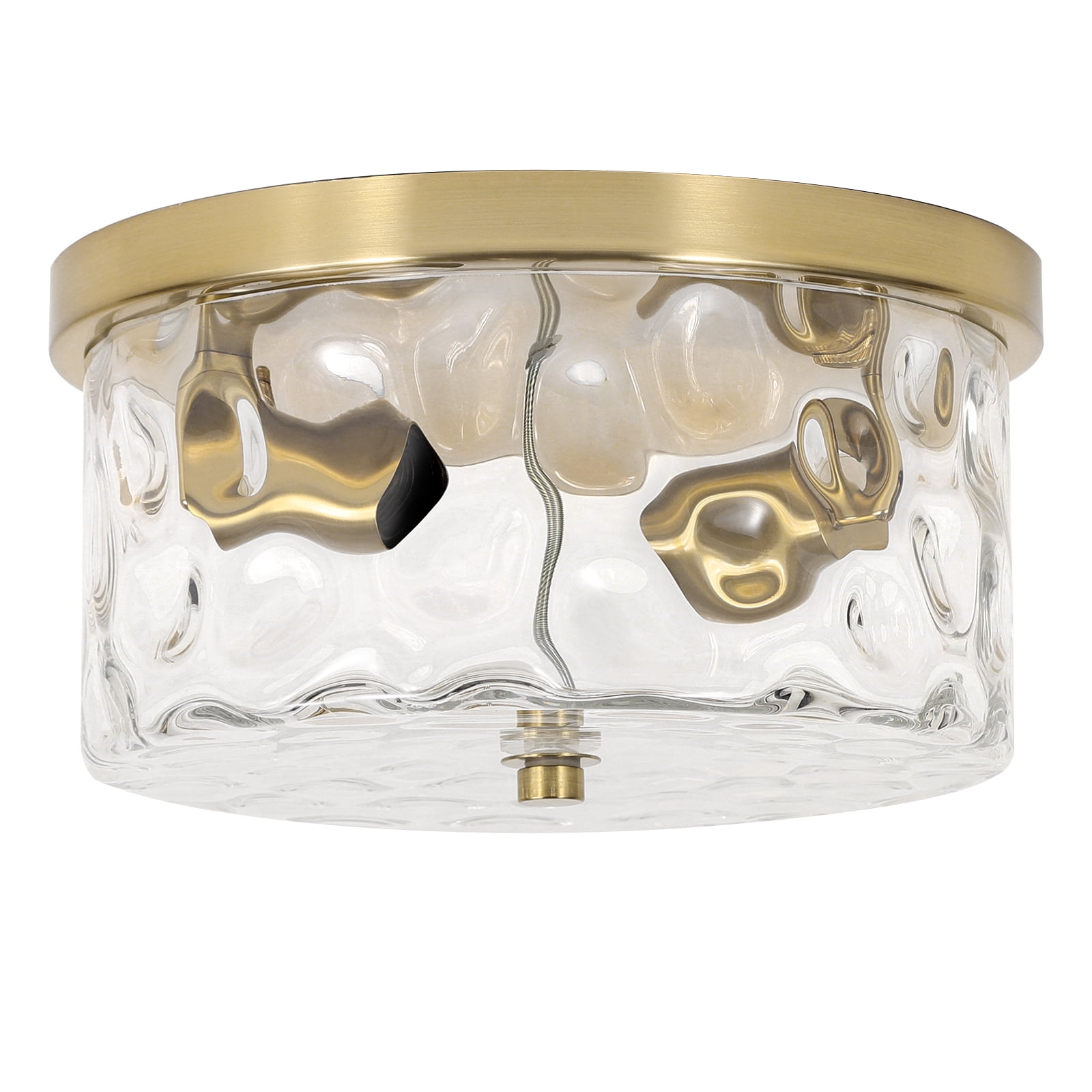 Gold Semi Flush Mount Ceiling Light Fixture 2-Light Ceiling Light Vintage Ceiling Lamp Farmhouse Light with Bubble Glass Shade for Living Room Bedroom Foyer Hallway