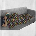 thumbnail image 6 of Animal Soft Flannel Fleece Blanket, Abstract Safari Animals in Various Colors Patterned with Circles on Brown Backdrop, Cozy Plush for Indoor and Outdoor Use, 50" x 60", Multicolor, by Ambesonne, 6 of 6