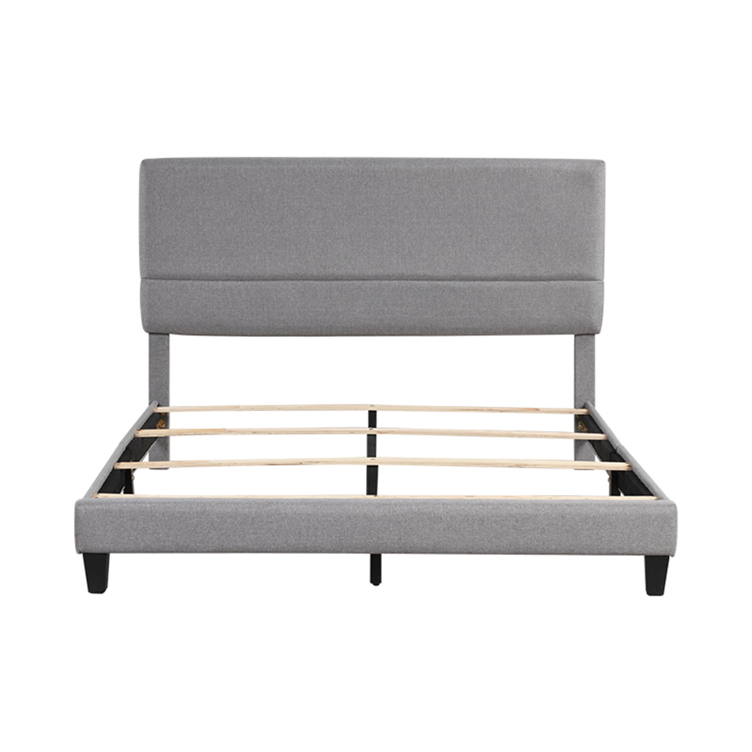 Kepooman Full Upholstered Platform Bed Frame with Headboard, Modern Classic Fabric Bed Frame, No Box Spring Needed, Easy Assembly, Light Gray Kepooman Full Upholstered Platform Bed Frame with Headboard, Modern Classic Fabric Bed Frame, No Box Spring Needed, Easy Assembly, Light Gray