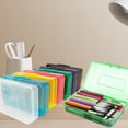 thumbnail image 2 of Djiypn Pencil Box, Clear Pencil Case, Large Capacity Plastic Hard Pencils Case Crayon Box with Snap-Tight Lid Stackable Pens Pencils Storage Office Supplies,Green, 2 of 7