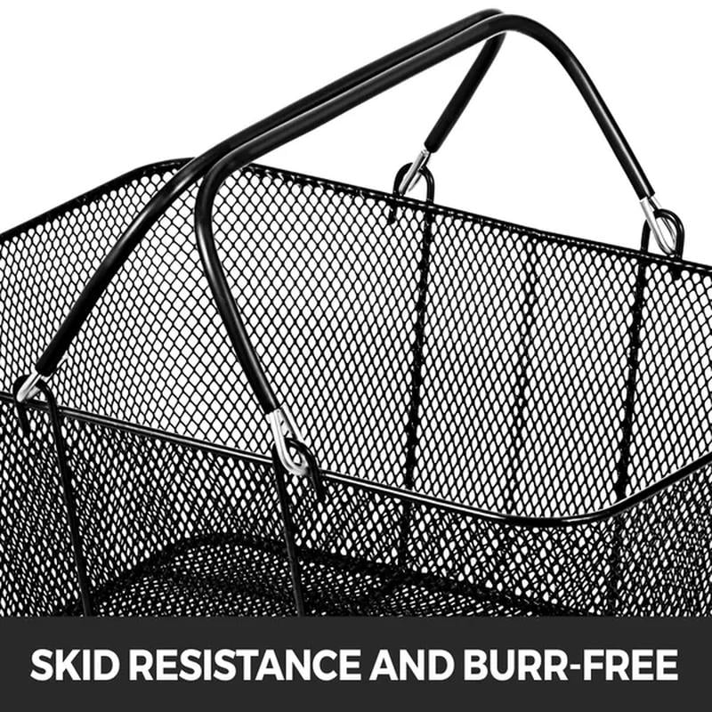 Shopping Baskets with Handles, Black Metal, Portable Wire Mesh Basket Set for Supermarkets, Retail Stores, Grocery