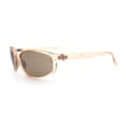 thumbnail image 6 of Trendy Retro 90s Fashion Thin Plastic Rectangular Oval Wrap Sunglasses [Peach - Brown], 6 of 8